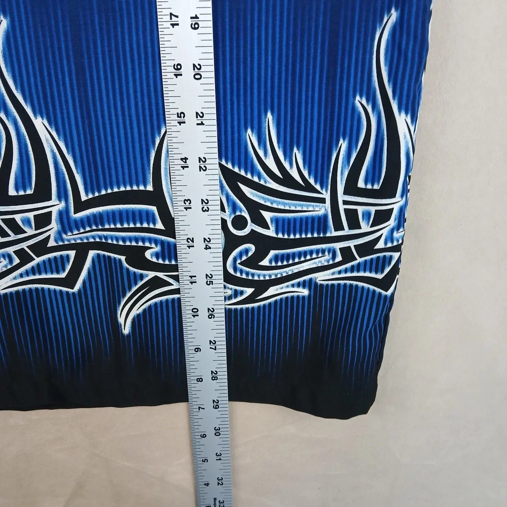 VTG ODO Small Mens Shirt Flames Tribal Y2K Embroidered 22x28‎